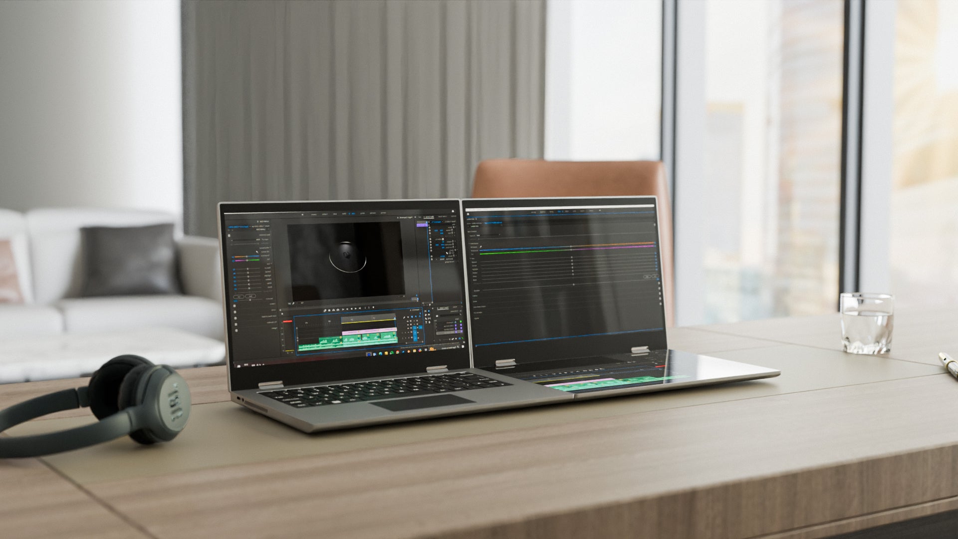 Workstation mode &mdash; all three screens